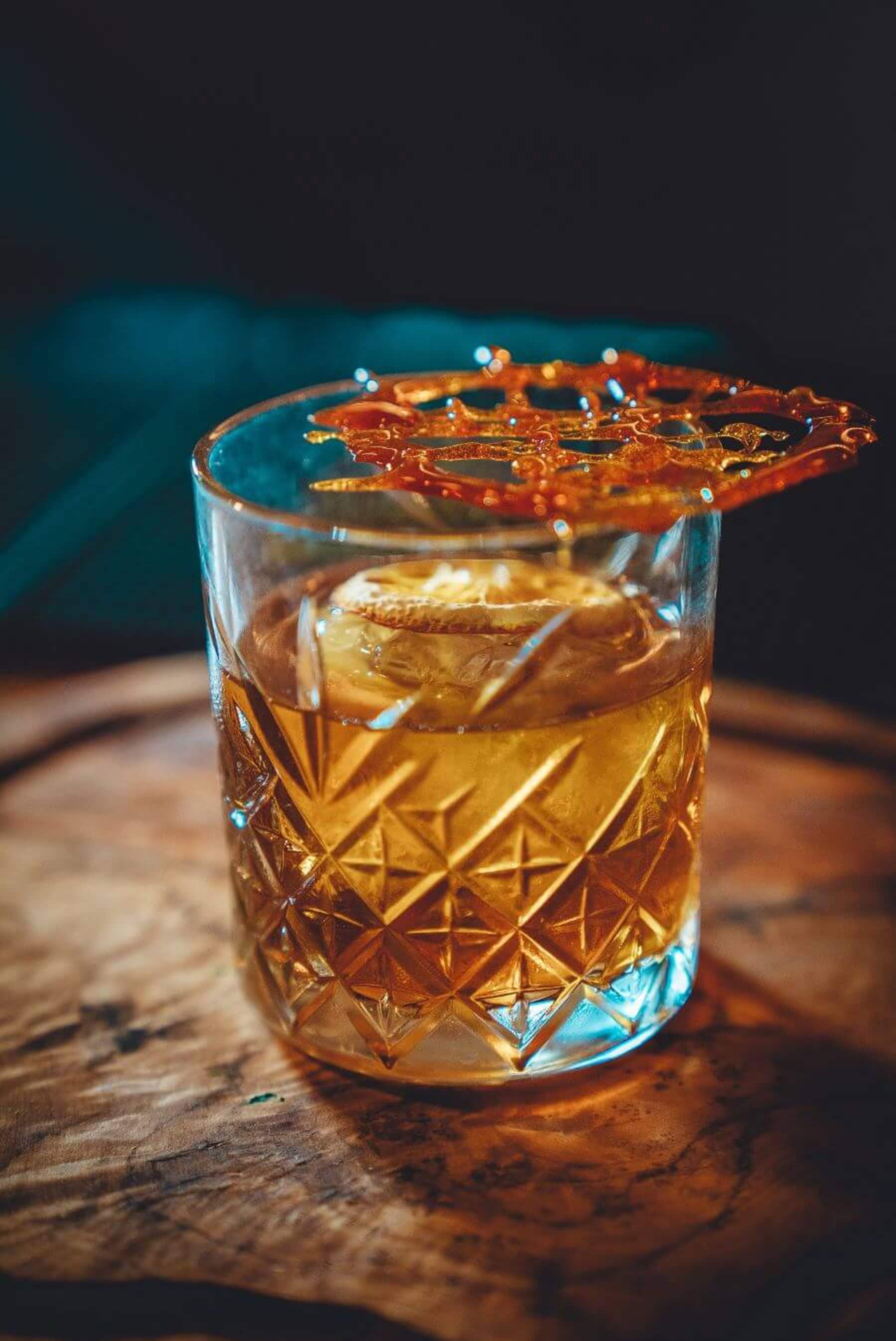 Christmas cocktail with cool garnish