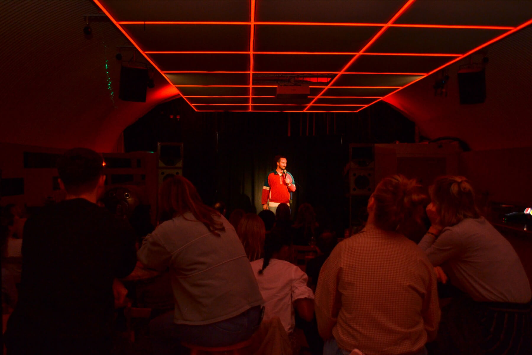 Comedian on the stage at a comedy night