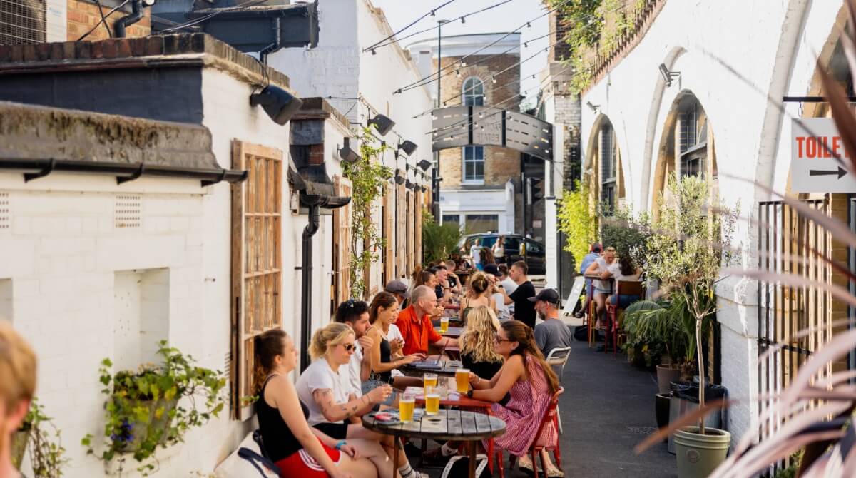 People drinking in the garden