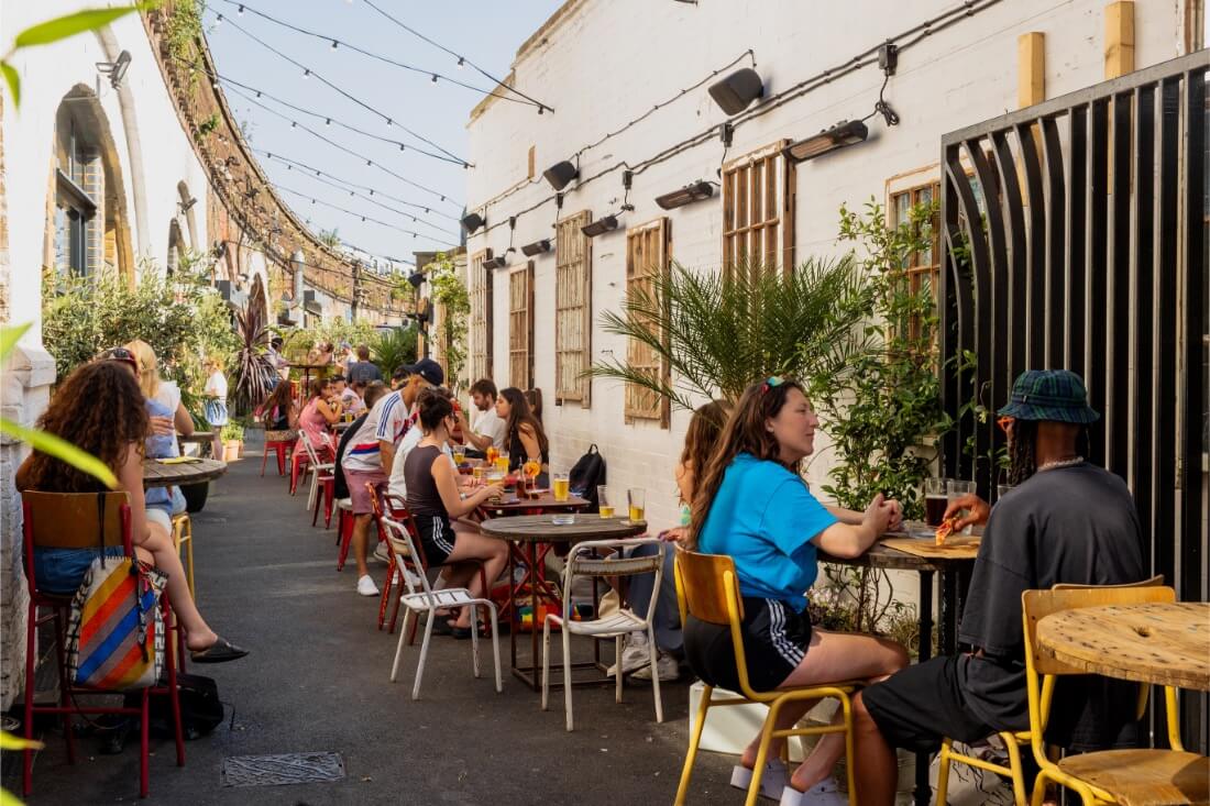 People drinking in the garden